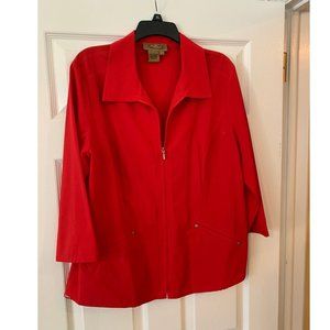 Peek & Peek Red Collared Zip Up Sweater Large